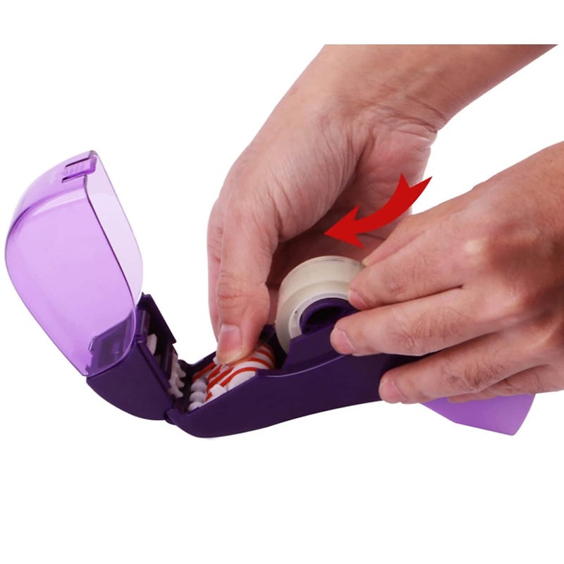 Baumgartens Handheld Tape Dispenser Includes 1 Roll of Tape Free 2 Different Tape Sizes 19mm 12mm Wide .05 to .07 Thick Scotch Automatic Gift Wrapping Scrapbooking Mailing Envelopes Purple (20314) - Image 2